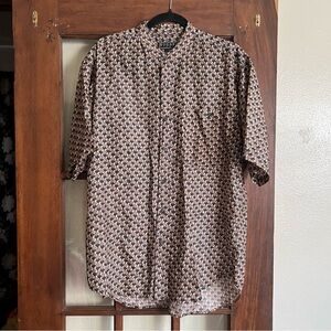 Studio Men's Black and Brown Geometric Button Down Shirt